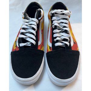 Skater Grunge Vans Old Skool "Pop Camo" Black/Spicy Orange Sneakers, Men’s 8